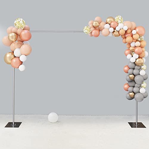 Square Metal Wedding Arch for Ceremony, Adjustable Height Wedding Decorations Arch with Steel Base Background Support System for Photography Backdrop Stand Decor Rack Holder (Silver, 3x3M/9.8x9.8FT) - Image 7