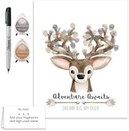 Neutral Deer Theme Fingerprint Poster for Woodland Baby Shower Guestbook Alternative, Hunting Theme Thumbprint Tree, Deer Head, Neutral Woodland Baby Shower Ideas (11x14 Inches, Neutral) by MeganHStudio