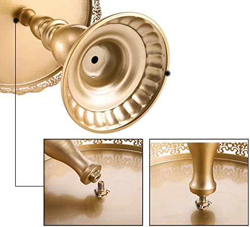ZOOFOX 10 Pieces Gold Dessert Table Display Set, Metal Cake Stand Set with Lace Edge Pedestal, Cupcake Stands and Treat Serving Trays for Wedding, Birthday, Baby Shower Party Decorations - Image 3