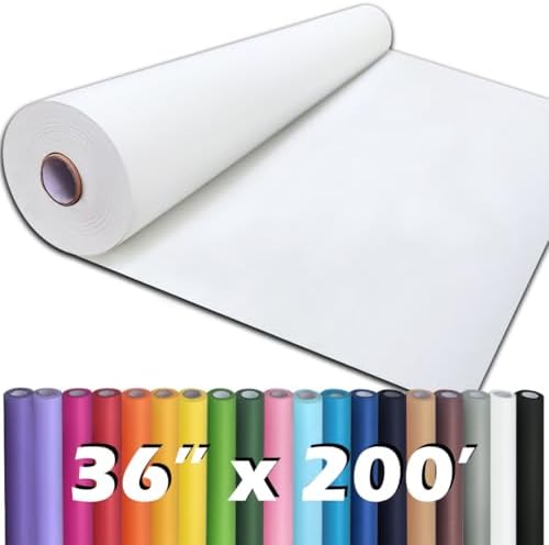 PerkHomy 36" x 2,400" (200') White Kraft Paper Roll for Craft Bulletin Board Paper Art Table Covering Crafting Gift Wrapping Bouquet Packing Parcel 80GSM 55LB (White, 36" x 200') by PerkHomy
