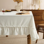 Romanstile Ruffled Rectangle Tablecloth, White, 60 x 120 Inch by Romanstile