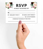 RSVP Postcards (Set of 50) 4"X6" Blank with Mailing Side,RSVP Reply Response Cards for Wedding Floral & Leaves Print Return Cards - Image 2