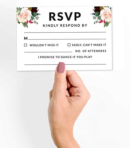 RSVP Postcards (Set of 50) 4"X6" Blank with Mailing Side,RSVP Reply Response Cards for Wedding Floral & Leaves Print Return Cards - Image 2