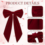 Crowye Giant Christmas Velvet Bow Set 7 Pcs Burgundy Decorative Ribbon Bows - Image 3