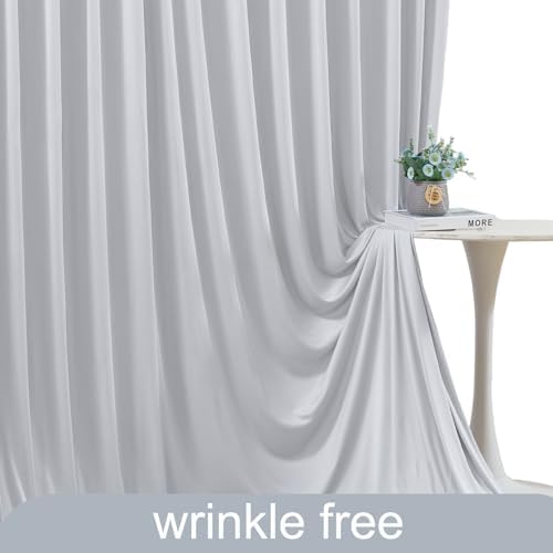 10ft x 7ft Silver Grey Backdrop Curtain for Parties Wedding Wrinkle Free Backdrop Drapes Panels for Baby Shower Birthday Photo Photography Polyester Fabric Background Decoration - Image 6