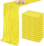 12 Pack Yellow Cheesecloth Table Runner 20 x 120 Inch Long Rustic Gauze Cheese Cloth Table Runner for Wedding 10FT Bridal Baby Shower Table Decorations Boho Fabric Sheer Birthday Party Table Decor by FoliafeelHome