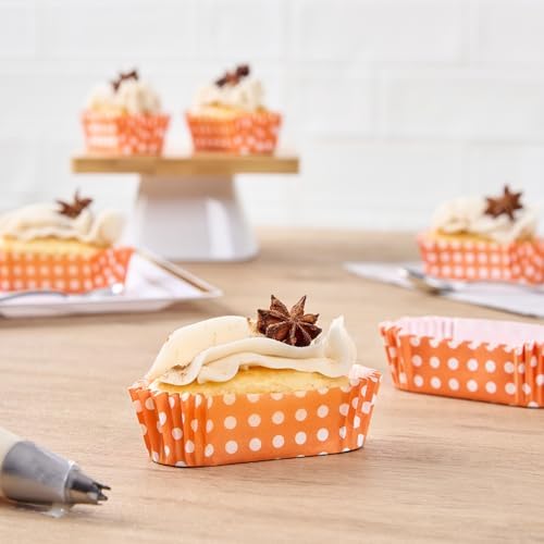 Restaurantware 1 oz Ridged Paper Baking Cups, Orange Polka Dot, 200 Ct - Image 4