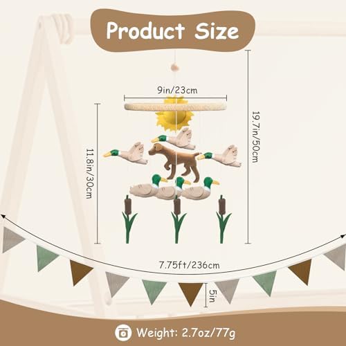 Mallard Duck Baby Crib Mobile Set with 7.75ft Pennant Banner Flags - Image 3