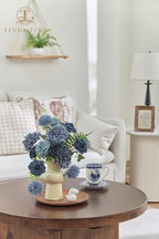 TINGE TIME 23pcs Artificial Flowers Combo, Roses Dahlia Dusty Blue - Image 3