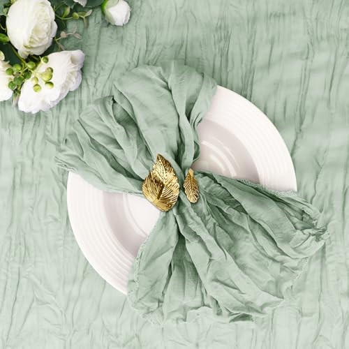 Cupuamon 50 Pack Cheesecloth Napkins 20x20 Inch Dinner Table Napkins Boho Washable Rustic Gauze Napkins Bulk for Wedding Bridal Baby Shower Party Decor (Sage Green) by Cupuamon
