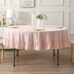 Blush White Gingham Tablecloth Round Dia.90” - Image 2