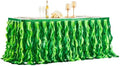 Wish Care 6ft Green Sequin Table Skirt for Rectangle Tables Curly Willow Hawaiian Grass Tutu Skirt Ruffle Table Cloth Desk Skirts for Birthday Baby Shower Jungle Luau Tropical Theme Party Table Decor by WishCare