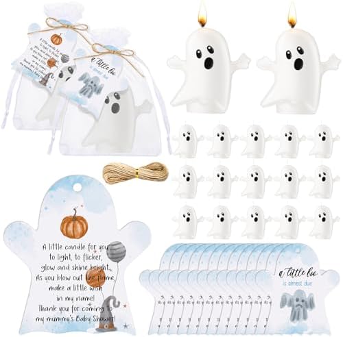 MTLEE 25 Sets Halloween a Little Boo Baby Shower Ghost Candle Gifts, Blue by MTLEE