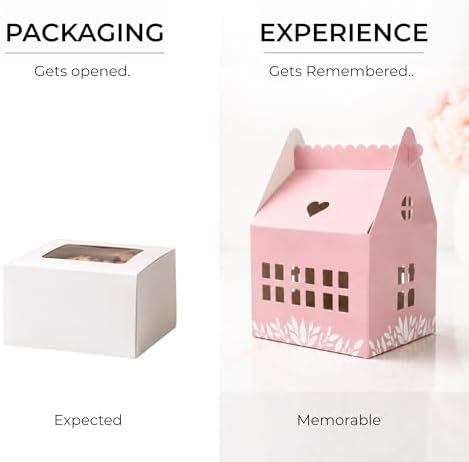 Karentology 30 Pcs Cottage House Cookie Boxes with Window & Business Card Holder, Blush Pink, 4 x 4 x 6 in Bakery Gift Boxes for Treats, Desserts, Party Favors & Realtor Pop By Gifts - Image 7
