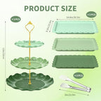 9Pcs Cupcake Stand & Serving Tray Set – 3 Tier Dessert Cake Stands, Cookie Display Stand，for Party Wedding Birthday Baby Shower, Gradient Dessert Table Display Stands Cookie Tray Rack（Green,Round - Image 2