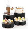 HeiMma 4 Pack Buffet Risers, FOLDABLE Accordion Food Display Risers for Dessert Table,Dessert Table Display Set, White Cardboard Cylinder Cake Cupcake Stands for Party, Multi-height, 12in Round，Black by HeiMmaLifeEssentials