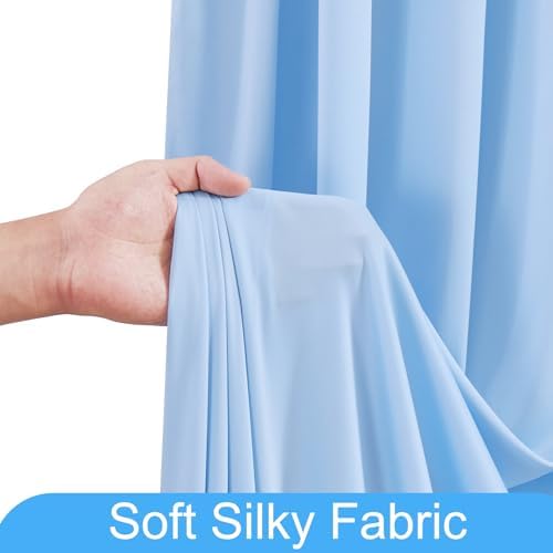 10 Panels Baby Blue Backdrop Curtain for Baby Shower Parties Light Blue Wrinkle Free 50ft x 10ft Backdrop Drapes for Birthday Photo Gender Reveal Photography Polyester Fabric Background Decoration - Image 6