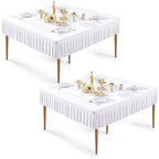 Wish Care 2 Pack White Spandex Tablecloths for 54x54 Inch Square Tables, Stretch Fitted Table Clothes with Pleated Ruffle Skirt for 54” Table, Wrinkle Free and Elastic, for Party Kitchen Home Dining by WishCare