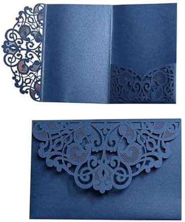 50PCS 3D Lace Flower Laser Cut Wedding Invitation Cards with Envelope Blank Inner Sheet Hollow Out Flower Shape Invitations for Wedding Quinceanera Birthday Shower Engagement Party 01 - Image 3