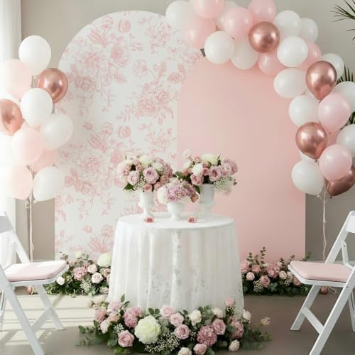 Tegeme 2 Set Pink Floral Arch Cover 7.2ft 6.6ft Stretchy Party Backdrop - Image 4