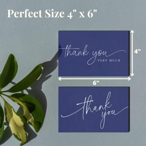Thank You Cards | Bulk Greeting Cards | 100 Pack (Navy Blue) - Image 3