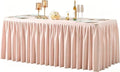 Pale Pink Tablecloth Rectangle Tables 6FT, Polyester Wrinkle Free Stretch Table Cloth 6ft Fitted Table Cover with Pleated Ruffle Skirt for Weddings Birthday Banquet Baby Shower by PartyTalk