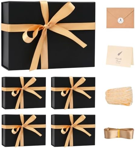 Black Birthday Gift Box with Magnetic Lid for Presents, 9.5"x7"x3.5" by Lifelum