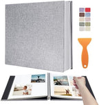Large Photo Album Scrapbook, Holds 4x6, 8x10 Pictures, Self-Adhesive Pages for Baby, Wedding, Travel & Family Memories, Includes Metallic Pen & Scraper, DIY Memory Book for Gifts 11" X 10.8" 60 Pages by HoneyTolly