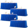 Royal Blue Fitted Tablecloth Rectangle 6 Foot Stretch Elastic Tulle Ruffle Tablecloths Rectangular Spandex Table Covers 6ft Birthday Baby Shower Wedding Party Table Cloths with Skirt 4Pack by LittleFunny