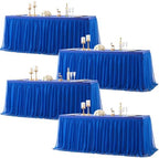 Royal Blue Fitted Tablecloth Rectangle 6 Foot Stretch Elastic Tulle Ruffle Tablecloths Rectangular Spandex Table Covers 6ft Birthday Baby Shower Wedding Party Table Cloths with Skirt 4Pack by LittleFunny
