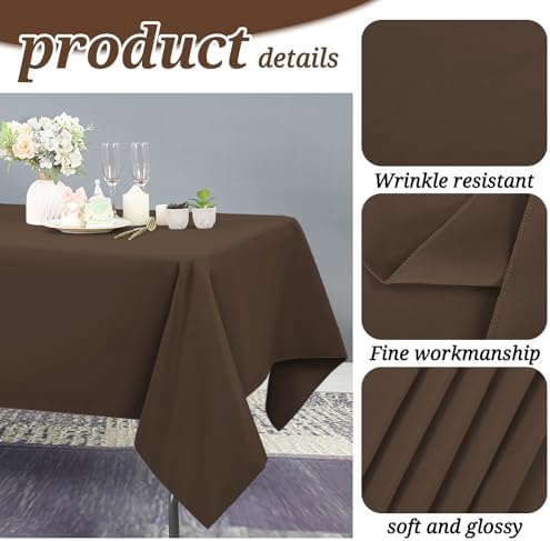 YMHPRIDE 6 Pack Brown Tablecloth 60 x102 inch Polyester Table Cloth for 6 Foot Rectangle Tables, Stain and Wrinkle Resistant Washable Fabric Polyester Table Covers for Wedding Party Banquet - Image 3