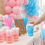 Remerry 50 Sets Gender Reveal Party Cups with Lids and Straws - 17 Oz Plastic Pink and Blue Clear Cups Bulk for Birthday Party Baby Shower Theme Events Decorations Supplies - Image 5