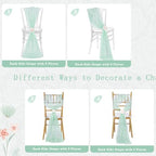 QueenDream Light Green Lace Chair Sashes 32 Pack Embroidered Chair Cover - Image 6