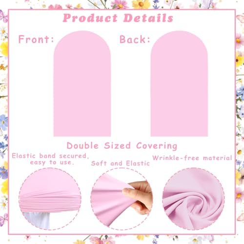 2PCS Pink & Light Yellow Arch Backdrop Covers for Arch Stand (7.2ft + 6ft) – Spandex Fitted Stand Covers for Weddings Baby Showers Birthday Party Supplies Decor & Photo Booths(Only Cover) - Image 5