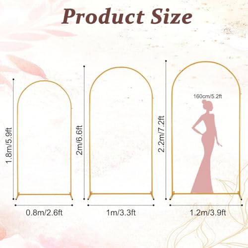 3PCS Arch Backdrop Stand 7.2/6.6/5.9FT Wedding Arches Balloon Arch Stand - Image 4
