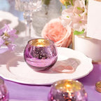24 Pcs Purple Votive Candle Holders for Wedding Decor, Purple Mercury Glass Candle Holders for Table Centerpieces, Tea Light Holder for Wedding Bridal Shower Party Supplies - Image 7