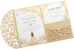 Gold Wedding Invitation Blank Bridal Shower Invitations with Rsvp Cards by AdasBridal