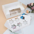 EUSOAR Cupcake Boxes with Holders, 50pcs 9.3" x 5.9" x 3.5" Cupcake Carrier with Handle Insert Display Window, Party Favor Bakery To Go Cupcake Muffin Carry Boxes Container Fits 6 Cupcakes or Muffins - Image 6