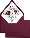 PONATIA 50 PCS/Pack A7 Envelopes, Burgundy Euro Flap Liner 5x7 Envelopes by ponatia