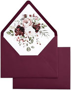 PONATIA 50 PCS/Pack A7 Envelopes, Burgundy Euro Flap Liner 5x7 Envelopes by ponatia