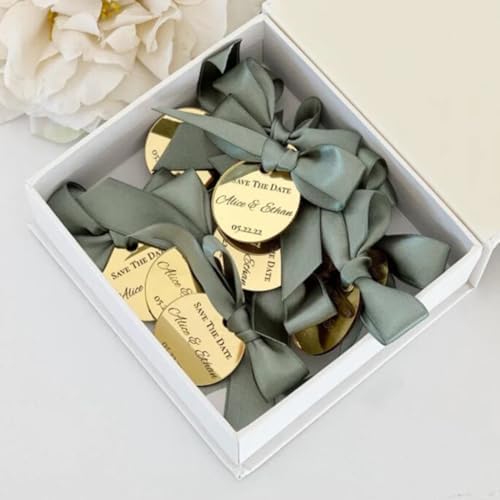 MXN Personalized Acrylic Mirror Tags,Custom Name Engraved Tag for Favors,Wedding,Baptism,Gift Tag,Acrylic Tags with Holes,Decoration Gift,Custome Gift,(Excluding Ribbons) (70pcs) by Unknown