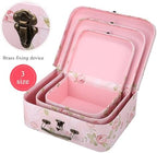 HOMSFOU Paperboard Suitcase Box Set of 3 Floral Print Decorative Storage Boxes with Handles Cardboard Gift Box for Flower Storage Wedding Birthday Baby Shower Party - Image 2