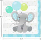 Elephant Baby Shower Party Supplies Set, Blue and Mint, 16 Guests, with Plates, Napkins and Hanging Decorations - Image 3