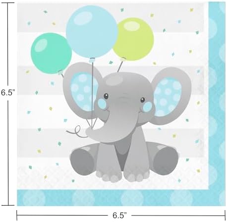 Elephant Baby Shower Party Supplies Set, Blue and Mint, 16 Guests, with Plates, Napkins and Hanging Decorations - Image 3