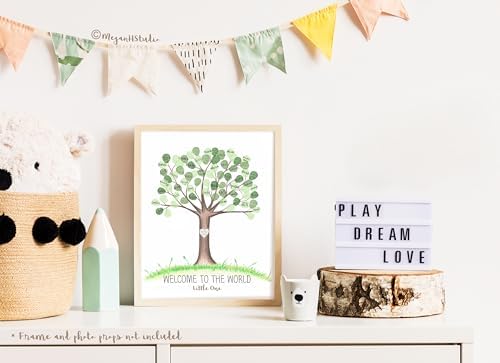 Neutral Baby Shower Fingerprint Tree Set Guestbook Alternative, 8.5x11" - Image 7
