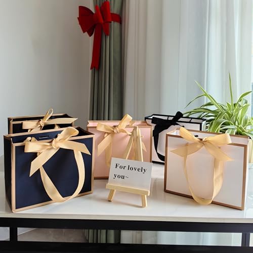 TKSBAG 100 Pack Navy Blue and Gold Gift Bags with Bow Handles, 6.4×3.1×5.1 In Small Thank You Bags Bulk for Birthday, Weddings, Baby Shower, Party Favors, Fathers' Day - Image 6