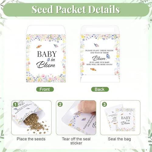 Fantasyon 24 Sets Baby Shower Party Favors Seed Packets for Guests – Include 24 Mini Terracotta Pots, 24 Self Adhesive Envelopes, Thank You Tags, Organza Bags, Garden Shovel - Image 5