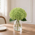 Green Artificial Hydrangea Flowers with Vase for Rustic Cottage Foyer Decor - Image 5