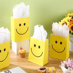 Kosiz 50 Set Yellow Smile Face Gifts Bags Bulk with Handle 6 x 3 x 8'' - Image 4