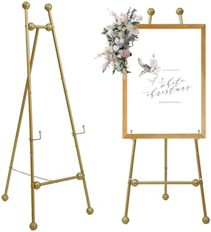 Heavy Duty Large Easel Stand for Mirror Display Wedding Sign(Gold 47'') by HAOVON